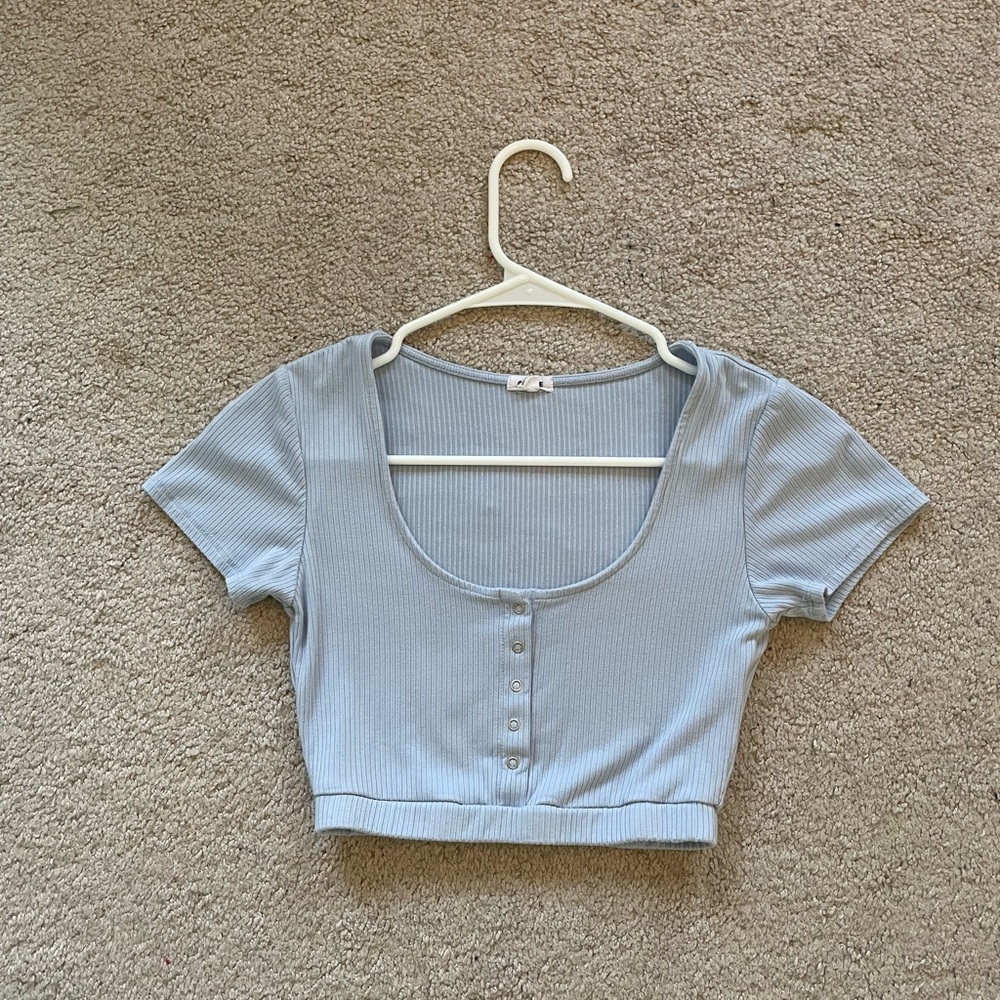 Garage Blue Low Cut Crop Top